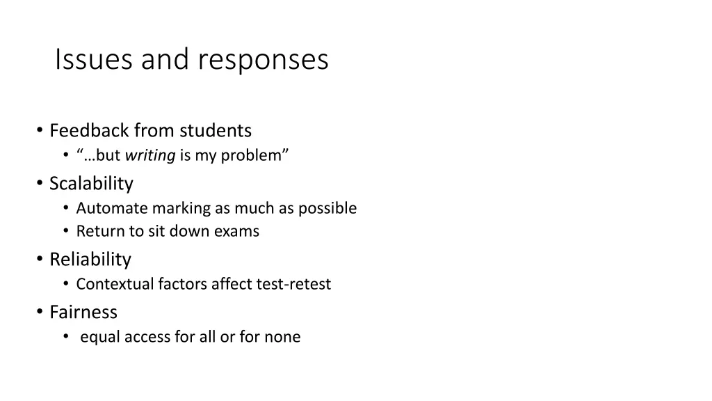 issues and responses