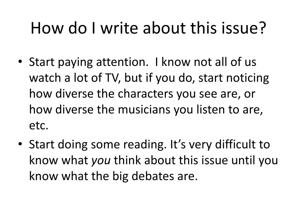 how do i write about this issue 1
