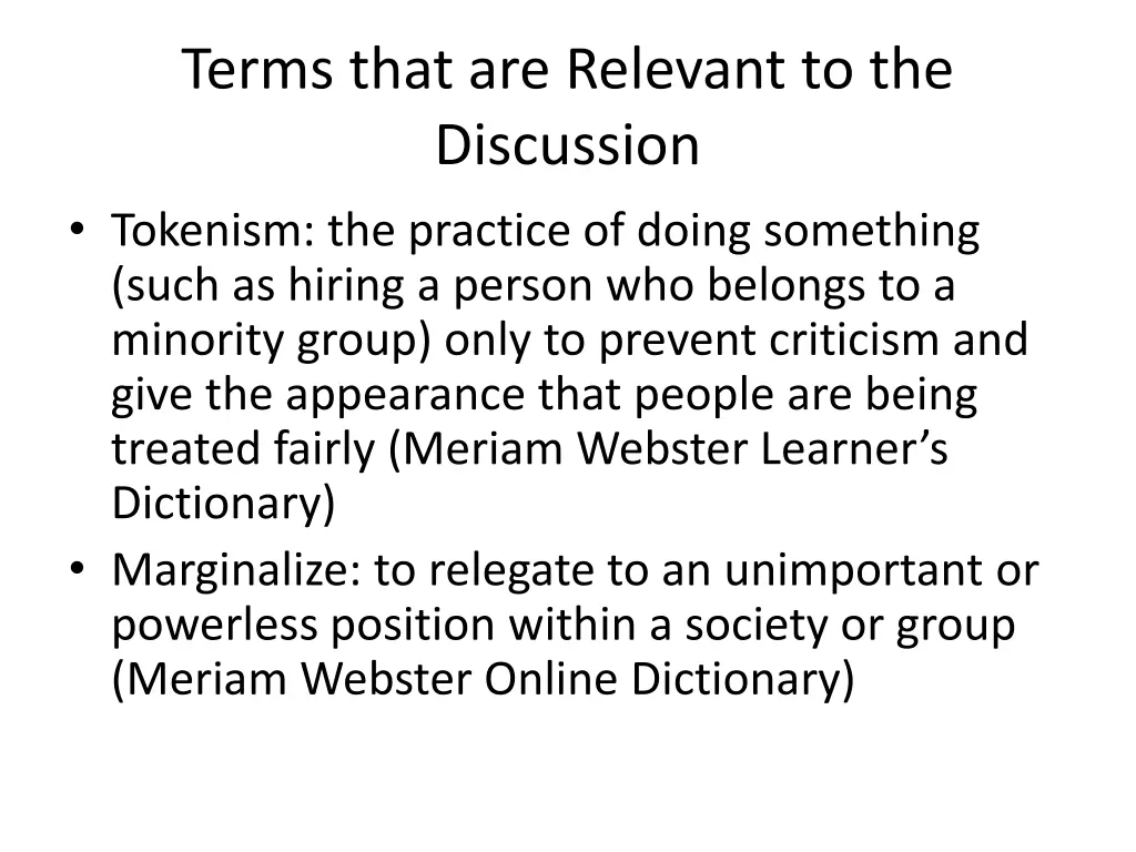 terms that are relevant to the discussion 1