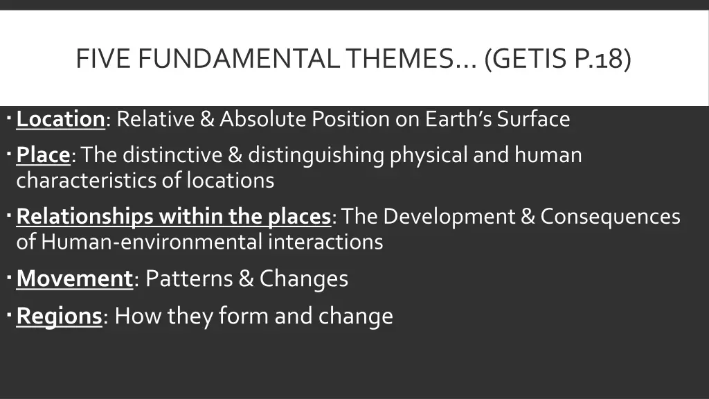 five fundamental themes getis p 18
