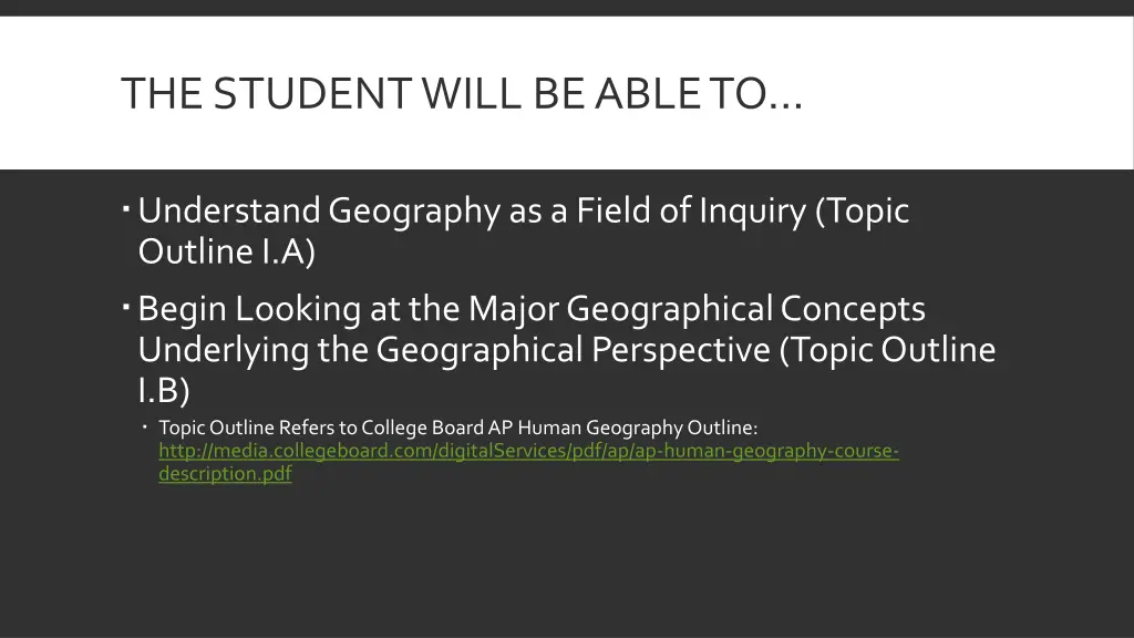 the student will be able to