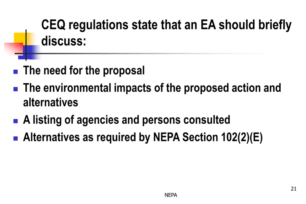 ceq regulations state that an ea should briefly