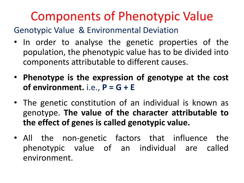 components of phenotypic value genotypic value