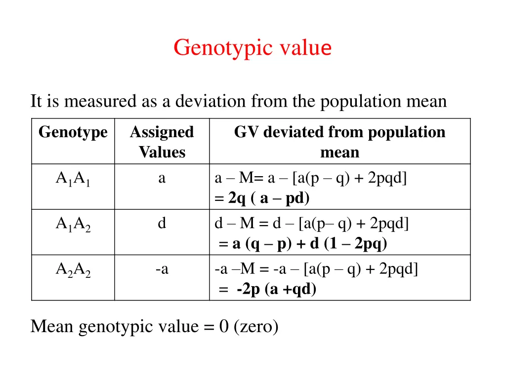 genotypic valu e