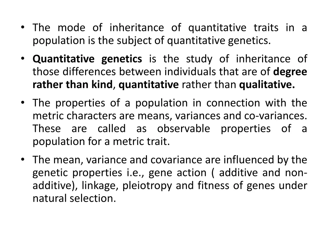 the mode of inheritance of quantitative traits