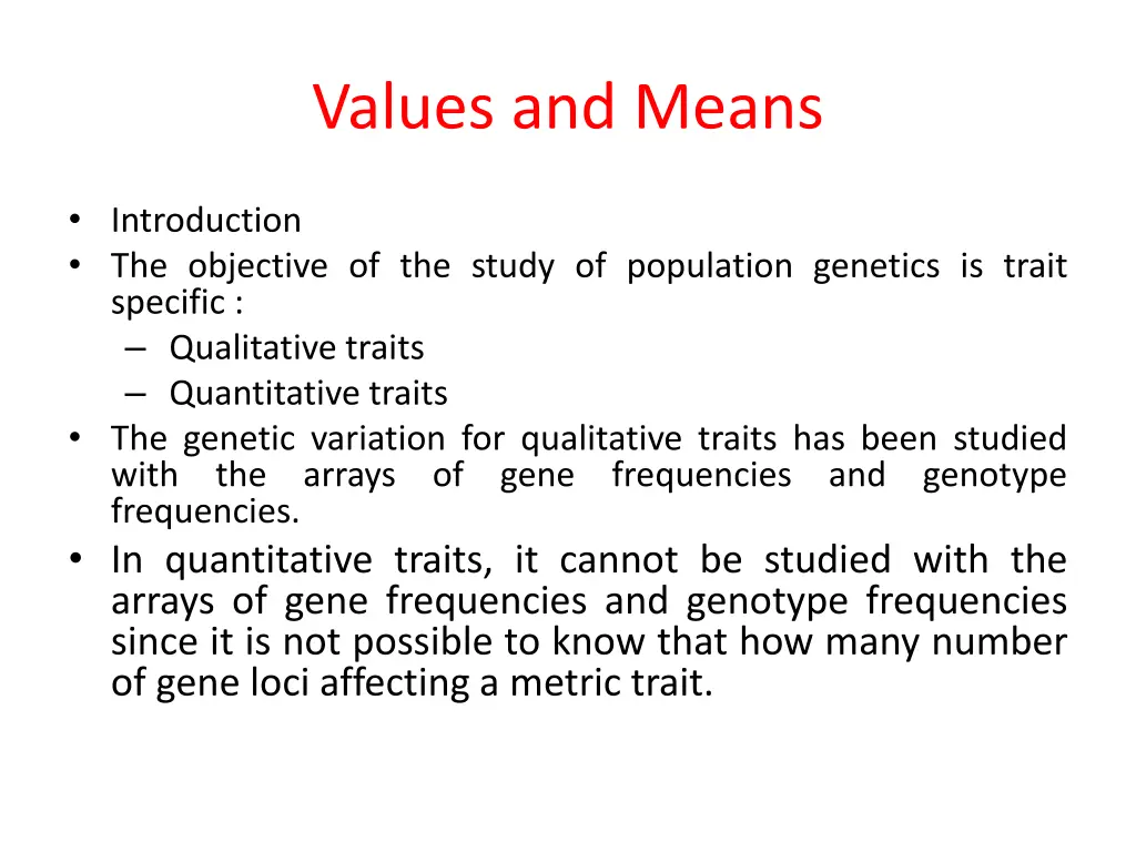 values and means