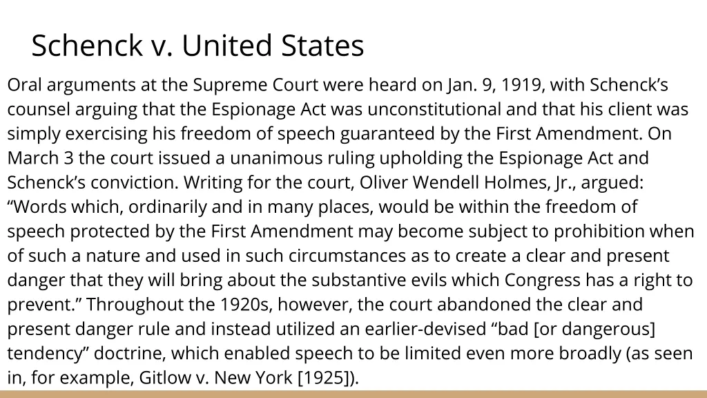 schenck v united states oral arguments