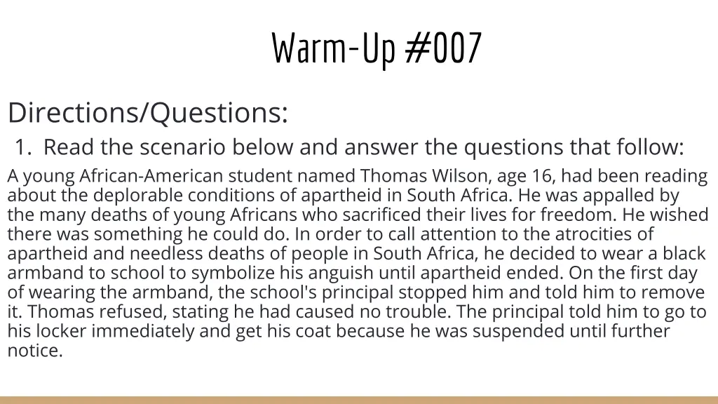 warm up 007