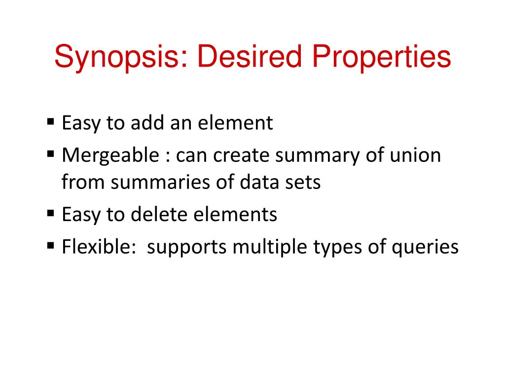 synopsis desired properties