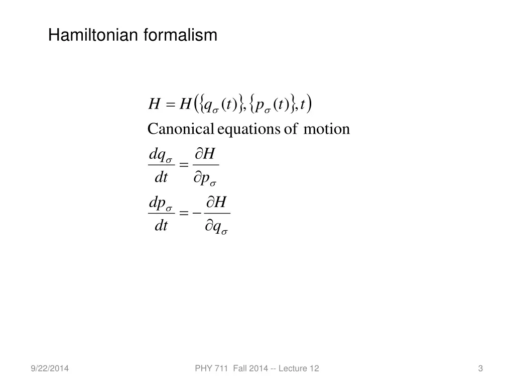 hamiltonian formalism