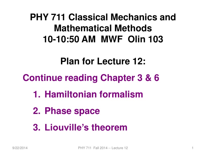 phy 711 classical mechanics and mathematical