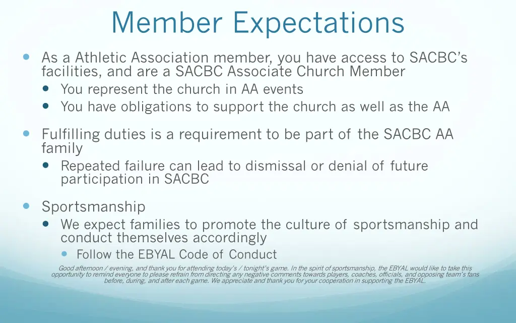 member expectations
