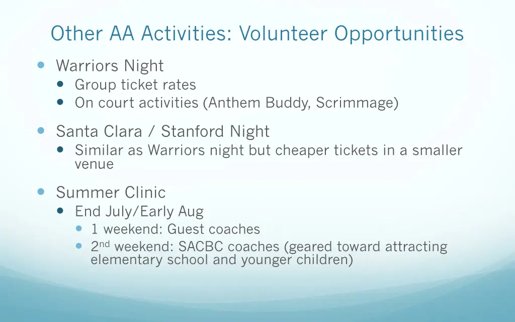 other aa activities volunteer opportunities