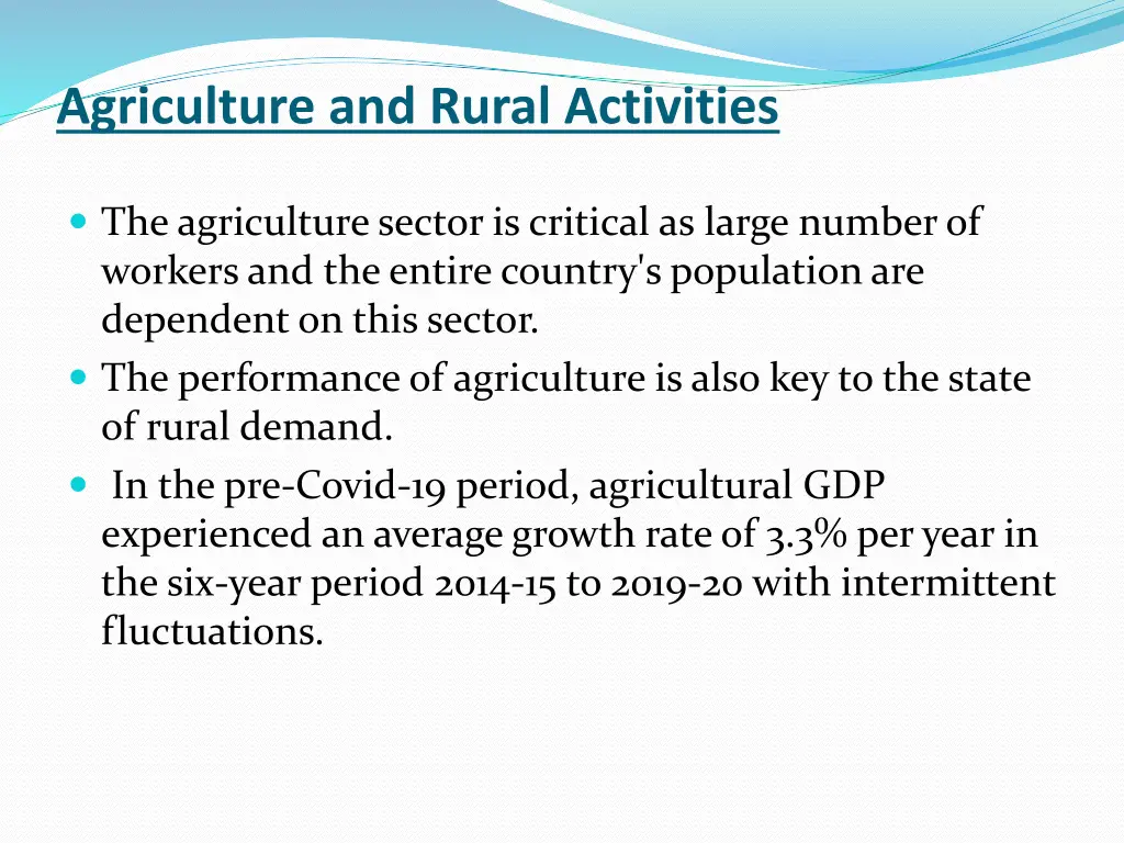 agriculture and rural activities