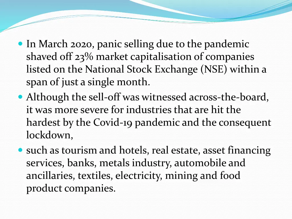 in march 2020 panic selling due to the pandemic