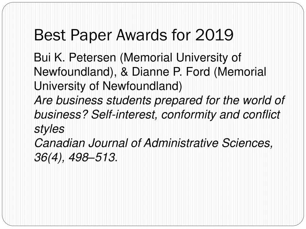 best paper awards for 2019