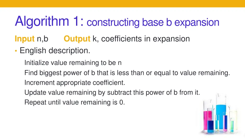algorithm 1 constructing base b expansion