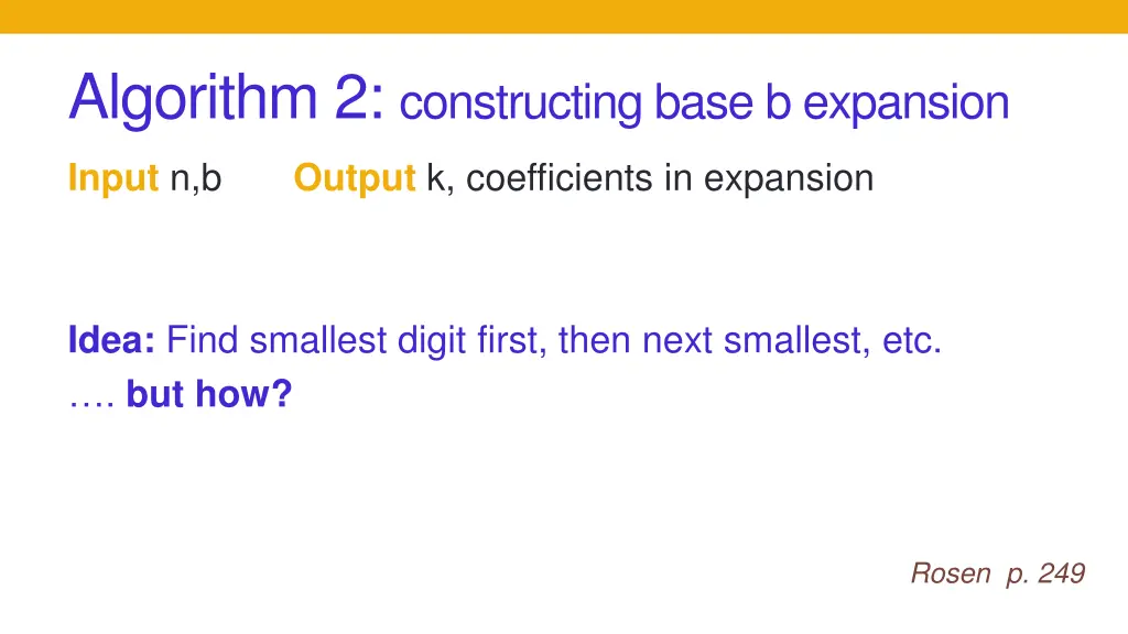algorithm 2 constructing base b expansion
