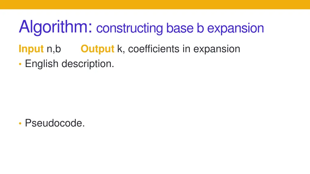 algorithm constructing base b expansion