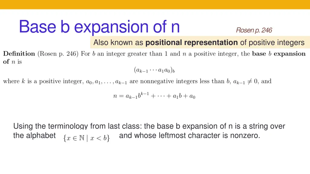 base b expansion of n also known as positional
