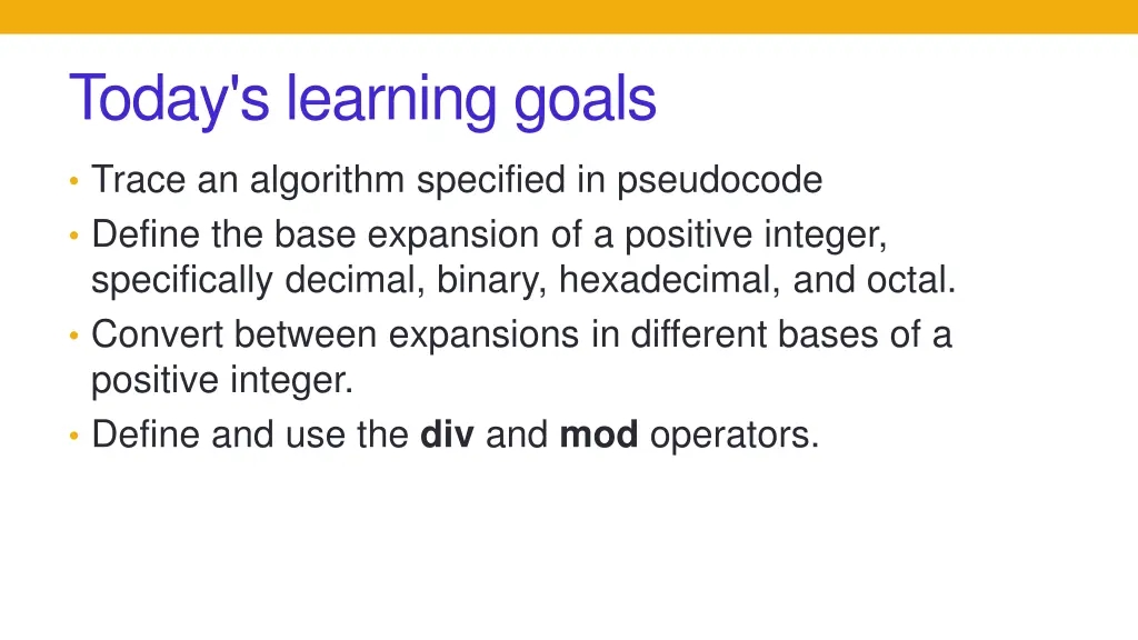 today s learning goals