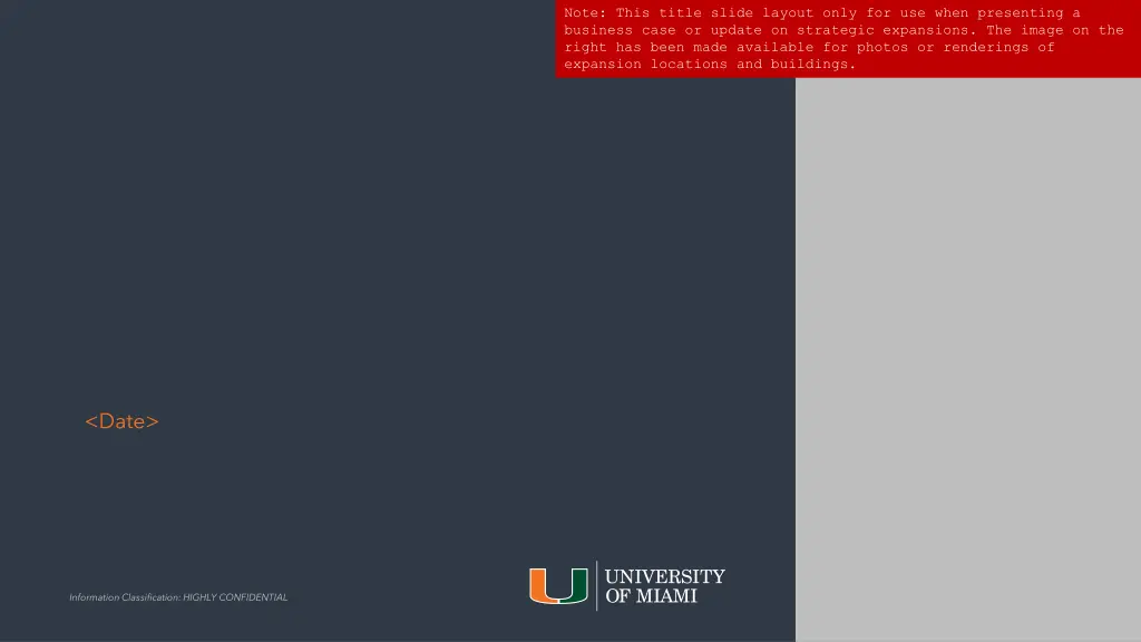 note this title slide layout only for use when