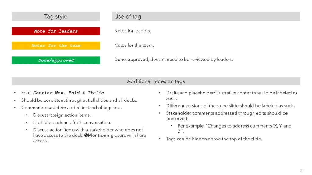 tag style