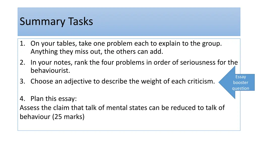 summary tasks