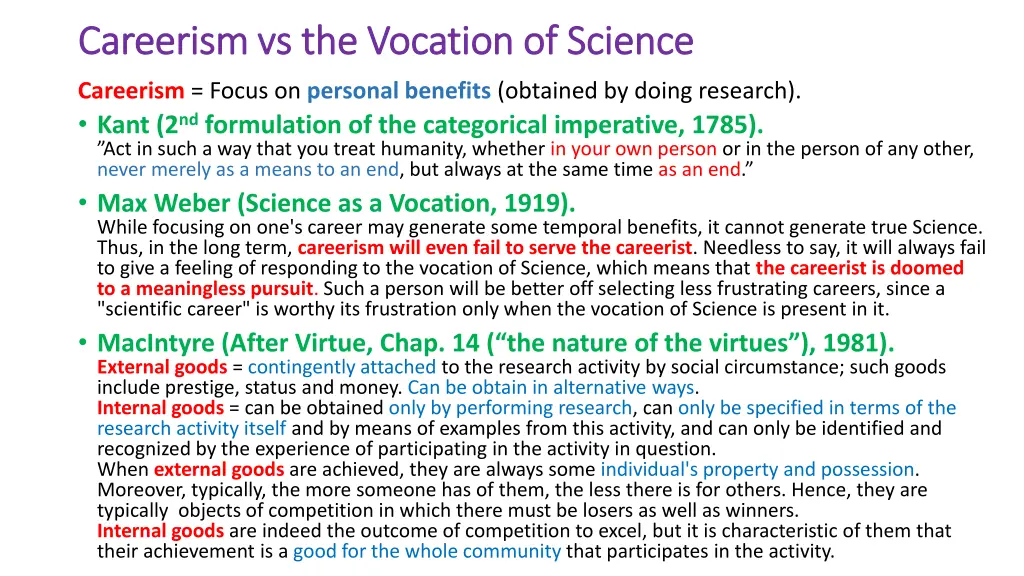 careerism vs the vocation of science careerism