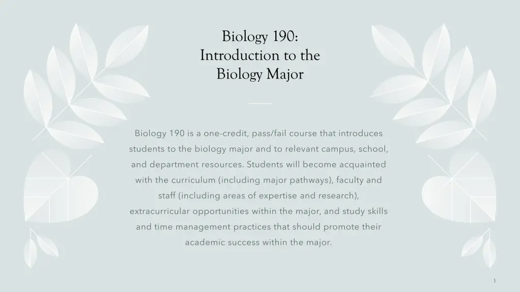 biology 190 introduction to the biology major