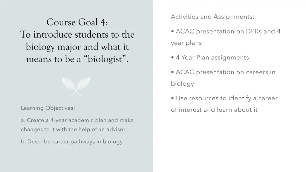 course goal 4 to introduce students