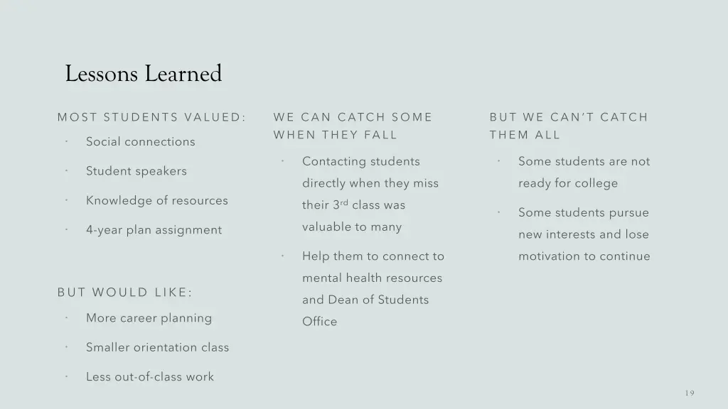 lessons learned