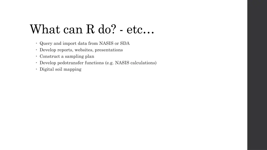 what can r do etc