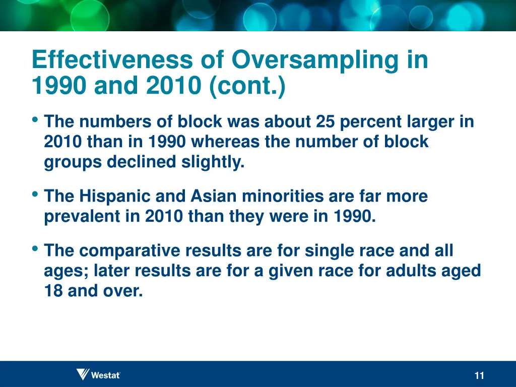 effectiveness of oversampling in 1990 and 2010 1