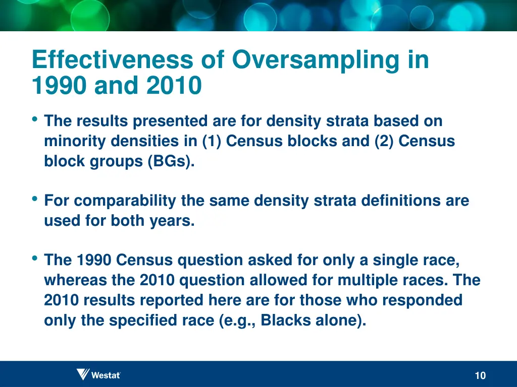 effectiveness of oversampling in 1990 and 2010