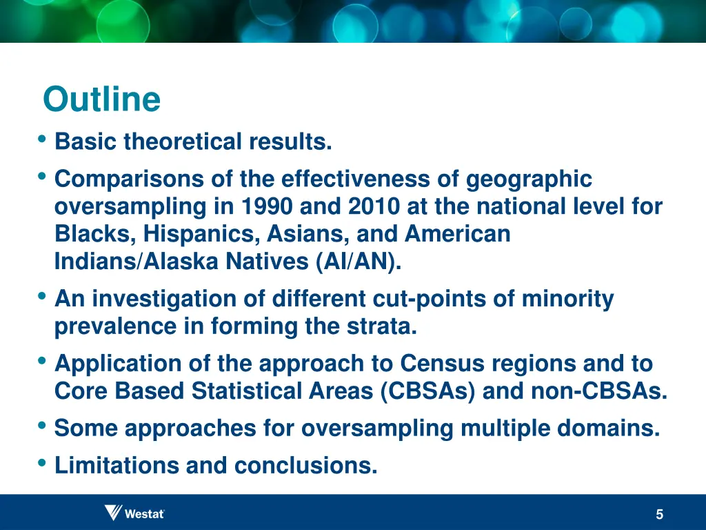 outline basic theoretical results comparisons