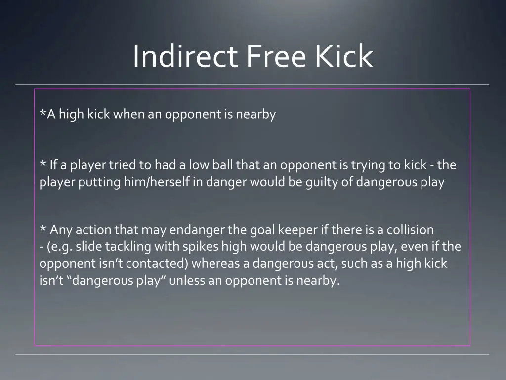 indirect free kick