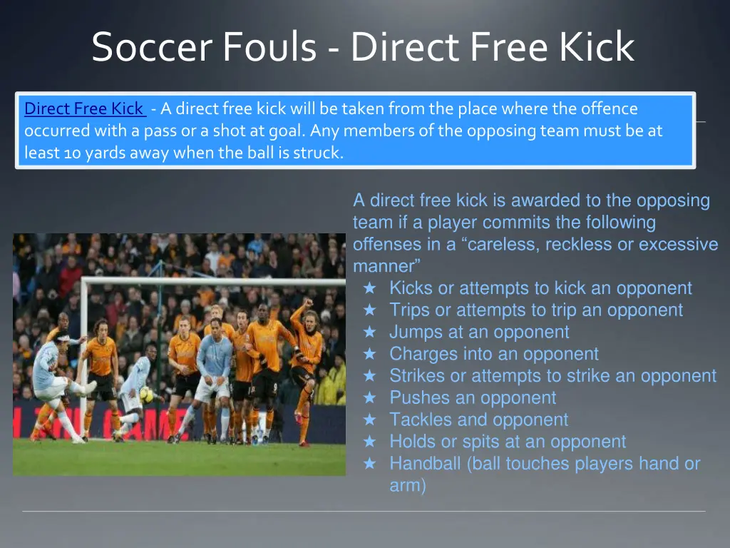 soccer fouls direct free kick