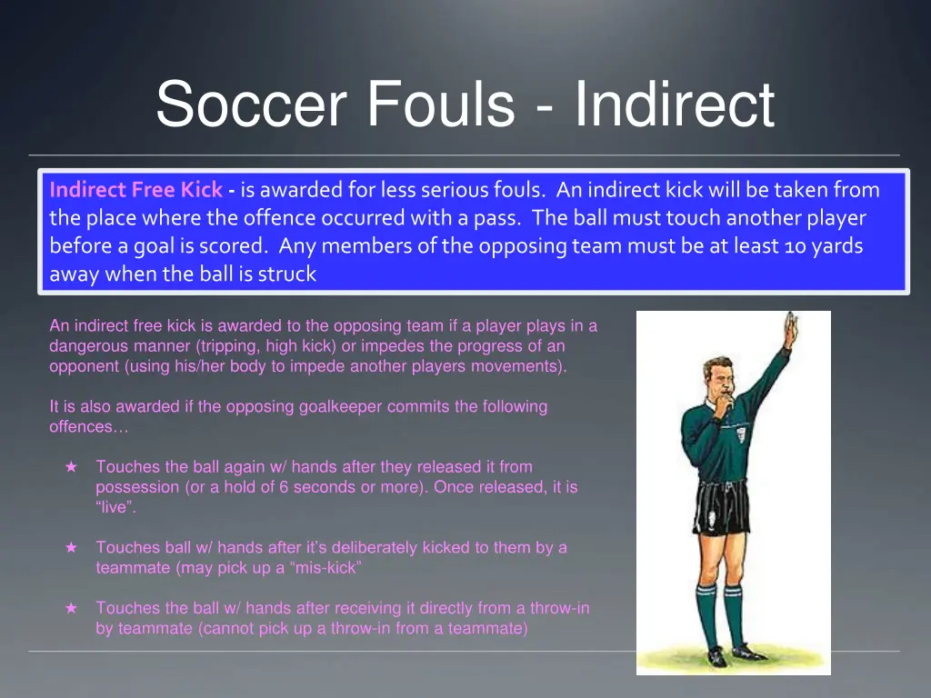 soccer fouls indirect