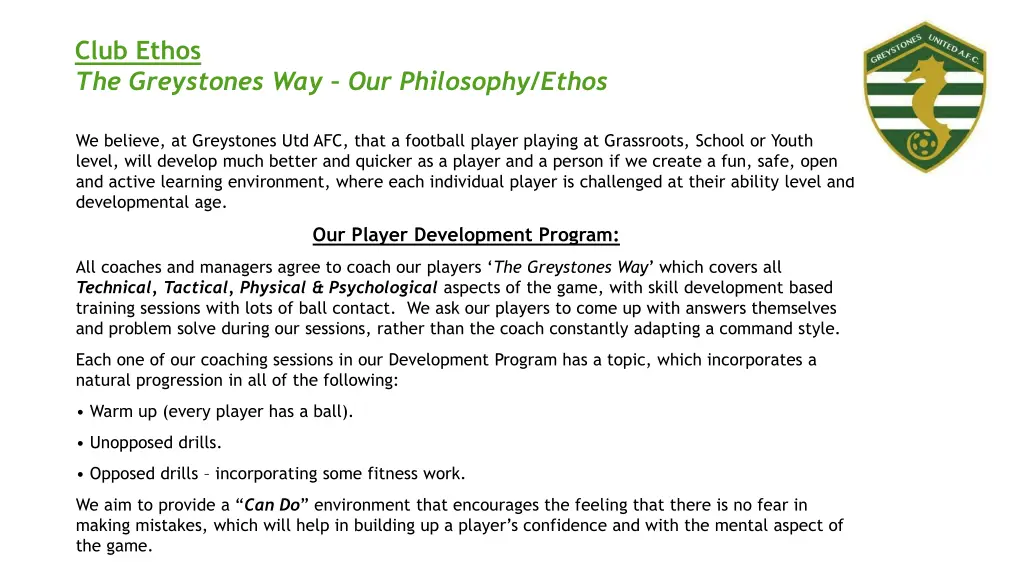 club ethos the greystones way our philosophy ethos