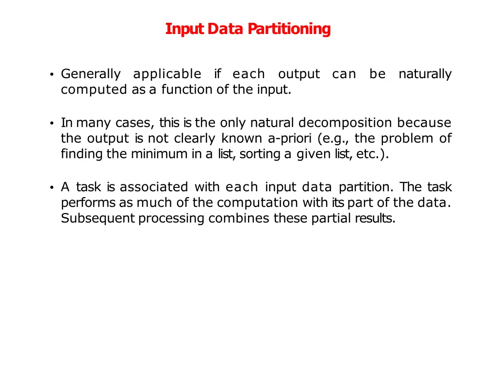 inputdata partitioning