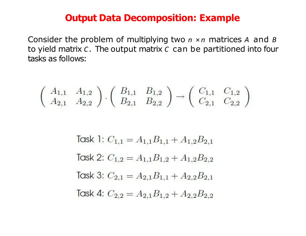 output data decomposition example