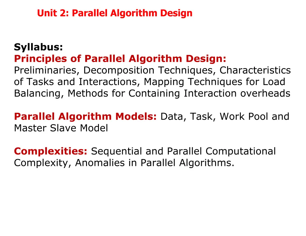 unit 2 parallel algorithm design