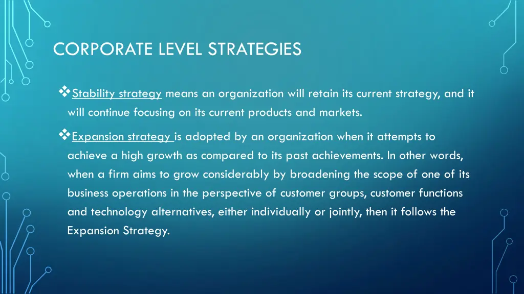 corporate level strategies