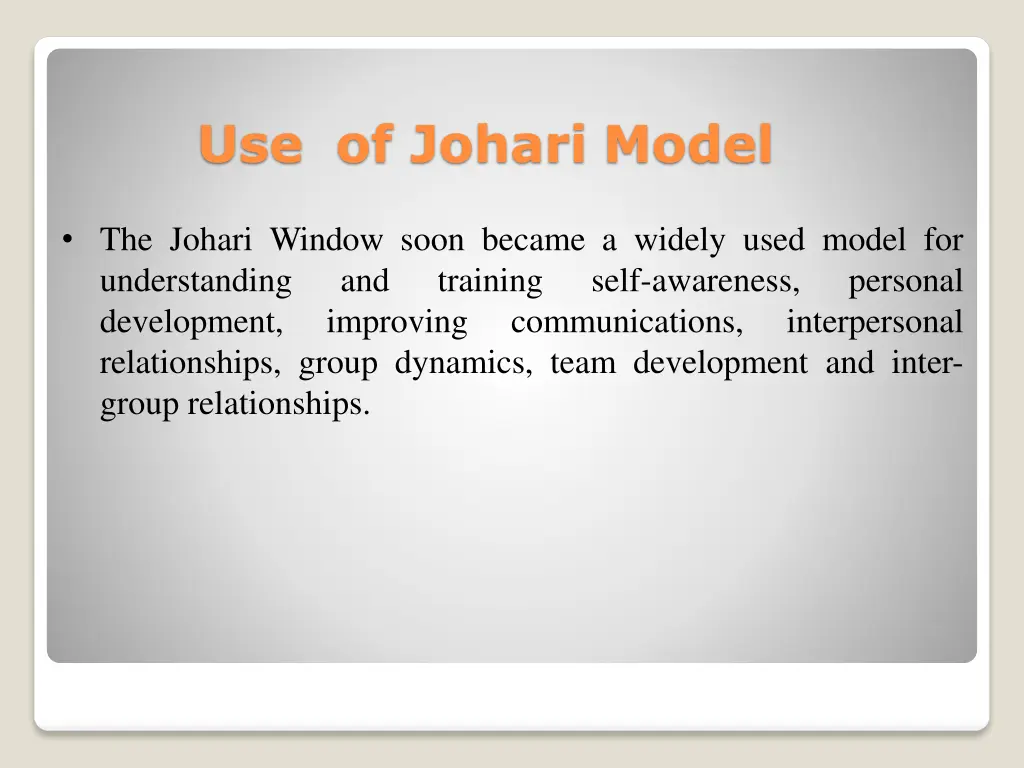 use of johari model