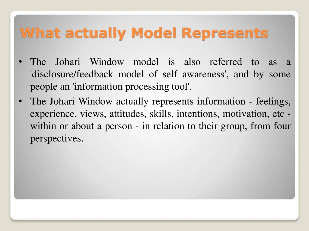 what actually model represents