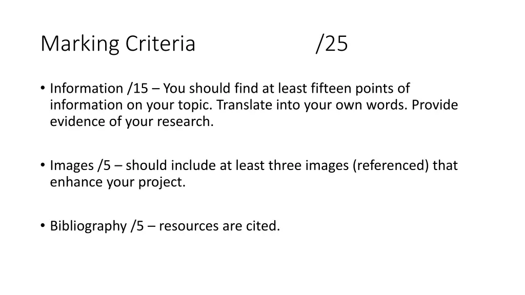 marking criteria