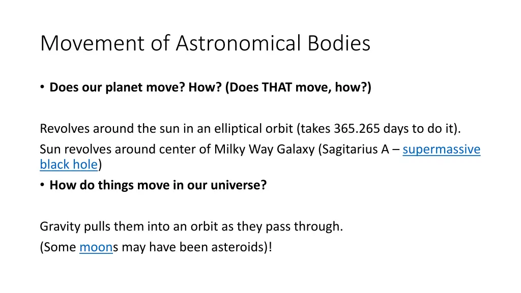 movement of astronomical bodies 1