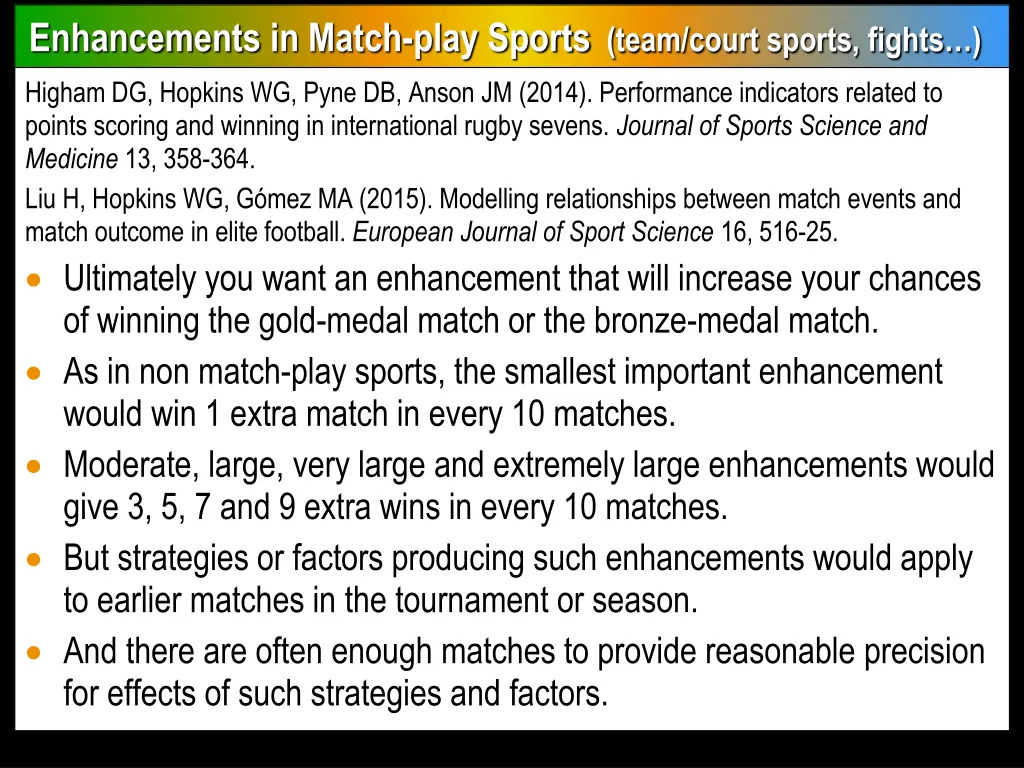 enhancements in match play sports team court