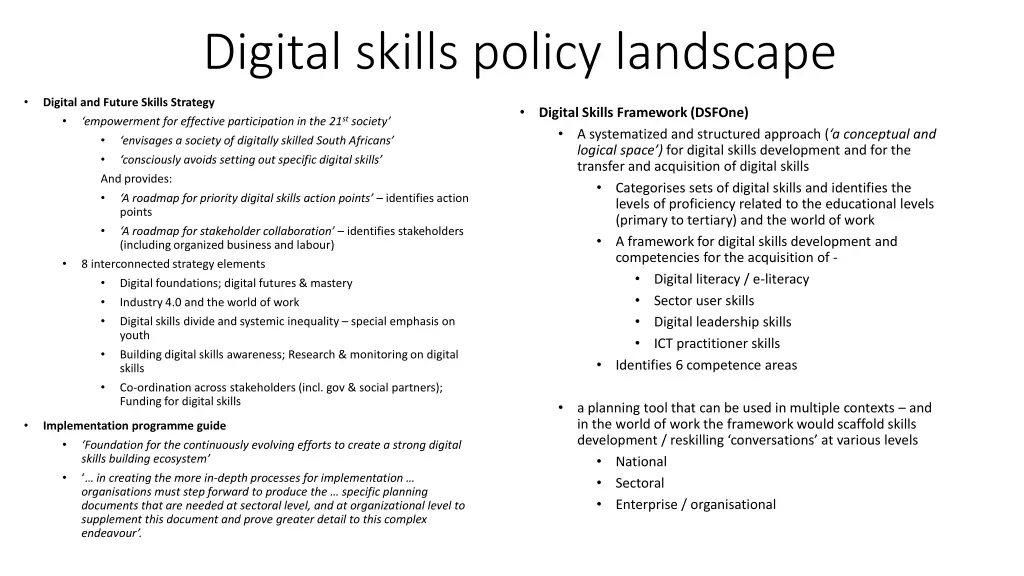 digital skills policy landscape